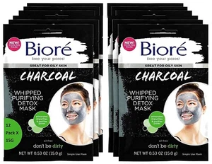 Biore Charcoal Whipped Purifying Detox Mask, Naturally Purifying Charcoal 12 Pk - Picture 1 of 3