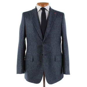 Isaia NWT 100% Wool Sport Coat Size 50R (40R US) In Blue Herringbone Fleck - Picture 1 of 13