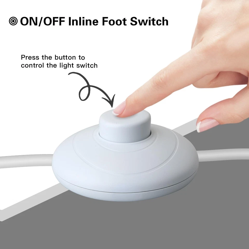 3Pk Floor Foot Switch White Foot Pedal Lamp Round Step ON Off Spring Push Button - Image 1 of 4
