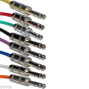 8 pack colored 6 ft foot 1/4 TRS stereo shielded balanced audio patch cable cord - Picture 1 of 2