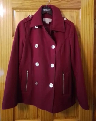 Michael Kors Womens Jacket Size 8 Red Double Breasted Peacoat New - Image 1 of 4