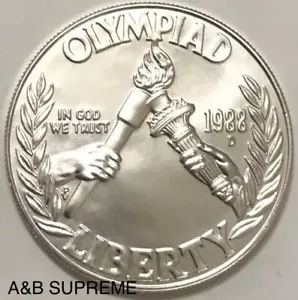 1988 D Seoul Olympiad (Olympic) Gem Bu Commemorative Dollar 90% Silver - Picture 1 of 4