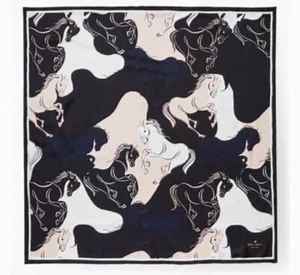 Sciarpa Kate Spade Multicolore Stalloni/Cavalli Quadrata 35x34 Nuova senza etichette - Foto 1 di 9