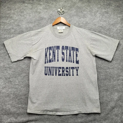 Vintage Kent State University T-Shirt XL Gray 90s Single Stitch USA Rayon Tee Cover