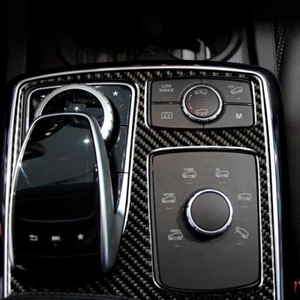 Carbon Fiber Control Armrest Box Multimedia Panel Cover For Mercedes GLE M Class - Foto 1 di 4
