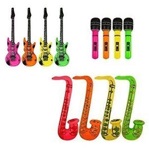 Inflatable Music Instruments Guitar Microphone Saxophone Neon Blow Up Lot 2 Each - Picture 1 of 5