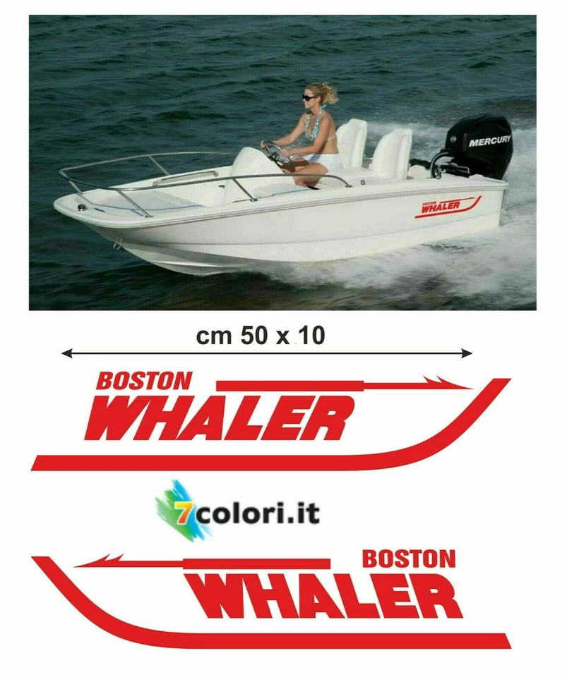 Coppia adesivi in vinile per imbarcazione nautica SX + DX barca Boston Whaler - Immagine 1 di 3