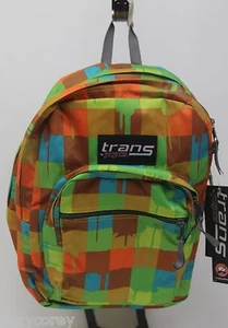 Trans by Jansport Green Orange Blue SuperMax BookBag Backpack 18x12x6 NWT - Picture 1 of 2
