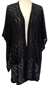NWT Avenue Cardigan Women's 18/20 Sweater Black Open Front Kimono - Picture 1 of 5