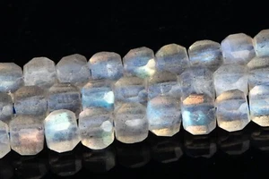 4 mm hellgrau Labradorit facettierter Würfel Qualität AAA echte natürliche lose Perlen - Bild 1 von 4