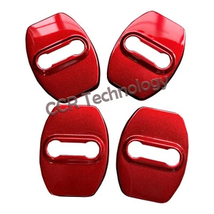 4pcs Polished Red Stainless Door Latch Lock Striker Cover Fits 14-25 silverado - Foto 1 di 3