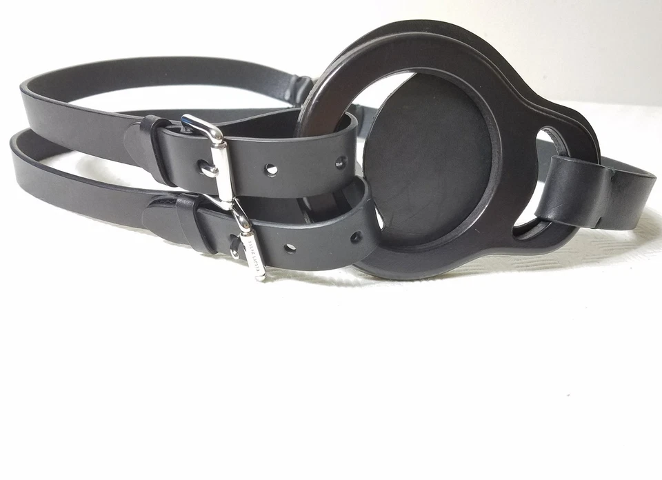 RALPH LAUREN MADE IN ITALY BLACK LEATHER TRISTRAP STACKED BUKLE BELT Sz S - Image 1 of 4