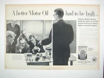 Coche de 2 páginas impreso vintage Texaco Havoline anuncio de aceite de motor años 50 Foto 1 de 2
