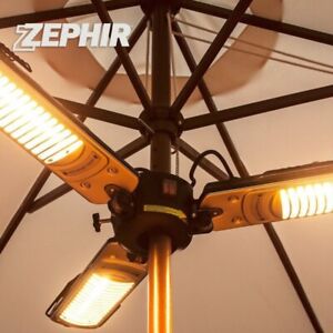 Zephir Stufa elettrica Alogena da Esterno 2000 Watt PER OMBRELLONI Nero HZA3000