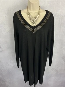 Maglione Next UK 20 nero scollo a V lungo festa sera cocktail occasione formale - Foto 1 di 16