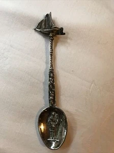 Musealer Silber Löffel Rattenschwanzlöffel mit Seegelschiff - Bild 1 von 11