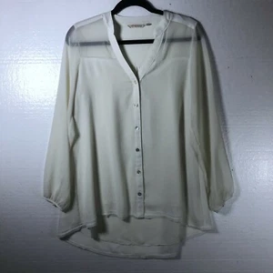 Soft Surroundings Women's Size Small White Button Front Sheer Long Sleeve Flowy - Picture 1 of 12