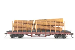 HO Bachmann Silver Unlettered 40ft Truss-Rod Flat Car +Logs Metal Wheel Nkl Xlnt - Picture 1 of 15