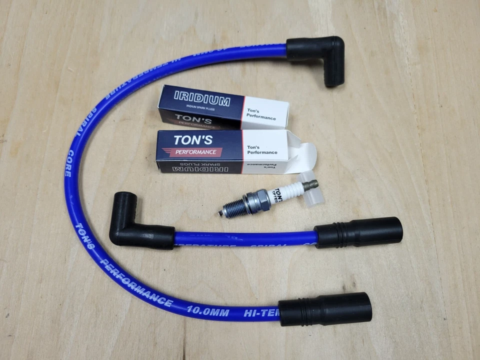 Ton's Blue 10mm Harley Big Twin 99-17 FXD Dyna Softail Spark Plug & Wires Kit - Image 1 of 4