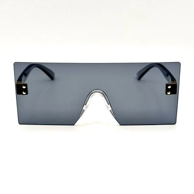 Moda Escudo Gafas de sol Gris Estilo Ahumado Marco y Lente Acentos de Metal Dorado Foto 1 de 4