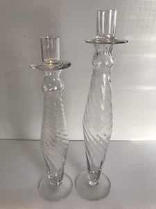 Tall crystal Elements candle holders Sz 13” 141/2 “ - Picture 1 of 4