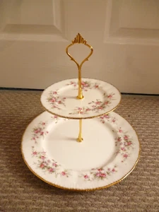PARAGON  VICTORIANA ROSE PATTERN 2 TIER CAKE STAND - Picture 1 of 1