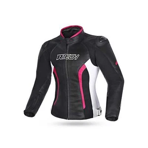 Chaqueta Moto de Cuero R-Tech Tom Rider Ce Mujer Negro/Blanco/Fuscia - Imagen 1 de 15