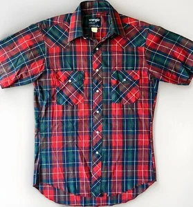 Wrangler Camicia Taglio Cowboy Reg Fit X-Long Tails Uomo 15 Perla Snap Rosso Plaid - Foto 1 di 7