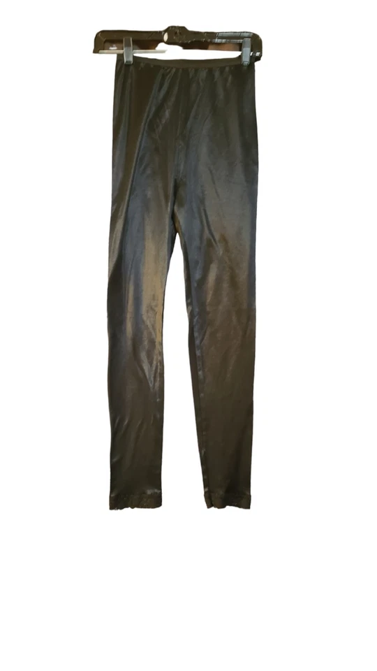 Leggings negros cálidos y sedosos talla pequeña lencería de encaje capa sin cordones cálido forro años 90 Foto 1 de 4