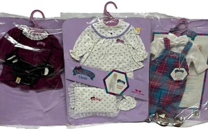 3 Outfits PAMELA Living Doll Worlds of Wonder Plaid Overalls NEW Bedtime Dinner - Picture 1 of 11