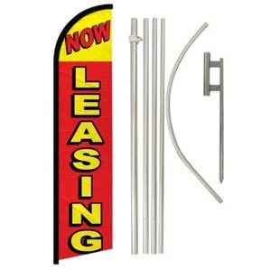 Now Leasing Windless Banner Swooper Advertising Flag Pole Kit Real Estate Rd/Yw - Picture 1 of 8