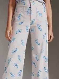 Pantaloni Maeve x Anthropologie Colette blu aragosta gamba larga taglia 24 W prezzo al pubblico consigliato $130 - Foto 1 di 11