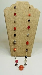 A45) Collar Ann Taylor Loft púrpura, albaricoque y rosa con cuentas - 36" - Imagen 1 de 5