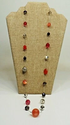 A45) Collar Ann Taylor Loft púrpura, albaricoque y rosa con cuentas - 36" Foto 1 de 4