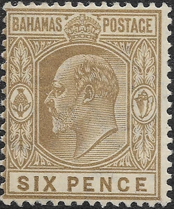Bahamas 1906 6d sg 74 MH KEVII - Imagen 1 de 2