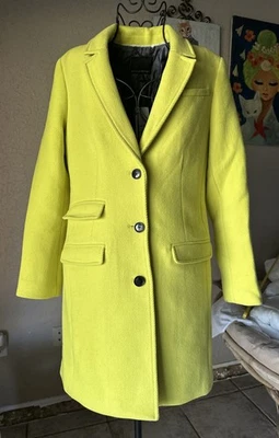 NWT Women’s BANANA REPUBLIC Bright Chartreuse Tweed Blazer Coat Jacket Sz S $250 - Image 1 of 4