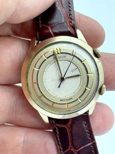 RARO 1950 JAEGER-LECOULTRE MEMOVOX ALARMA 814 ESFERA ORIGINAL CHAPADO EN ORO FUNCIONA - Imagen 1 de 18