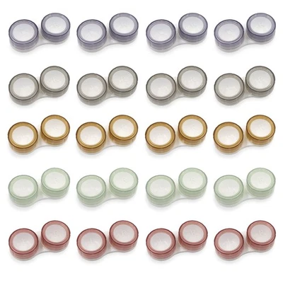 Paquete de 20 fundas transparentes para lentes de contacto, 5 colores a prueba de fugas estuches a granel ojos compactos Foto 1 de 4