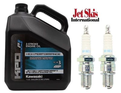 Genuine 2 Stroke Oil Change Kit For Kawasaki Jet Ski 800SXR 750SXI Spark Plugs - Image 1 of 4
