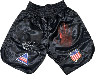 Mike Tyson Original Handprint & Signed Trunks JSA Full Letter WP276830 - Image 1 of 4