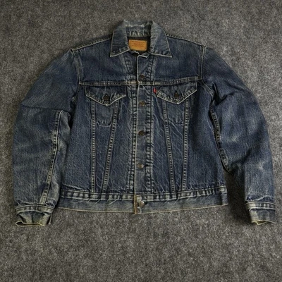 复古 70 年代毛毯衬里类型三 Levi’s 3 口袋卡车司机夹克 M 码 — 第 1/4 张图片