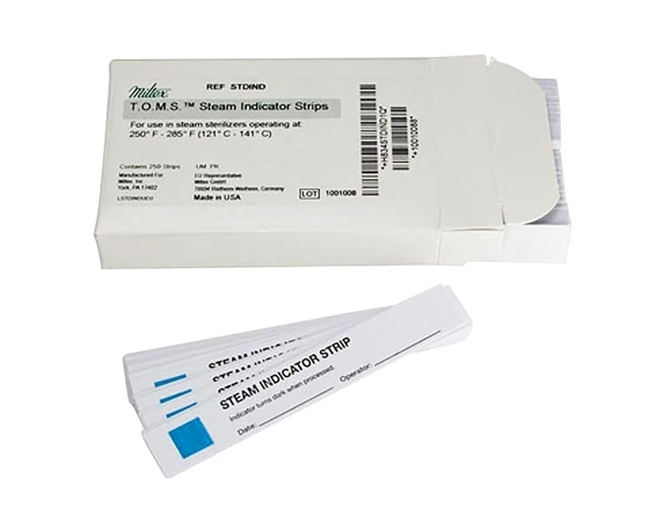 Tiras reactivas esterilizador indicador autoclave de vapor INTEGRA MILTEX STDIND 250/BX Foto 1 de 1