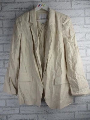 Forever New womens jacket blazer coat beige 10 linen open front collared - image 1 of 4