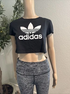Camiseta corta Adidas para mujer con logotipo talla pequeña S negra manga corta cuello redondo - 036 - Imagen 1 de 8