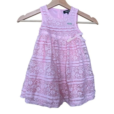 DKNY Pink Toddler Dress NWT 24M Coral Lace Floral  - Image 1 of 4