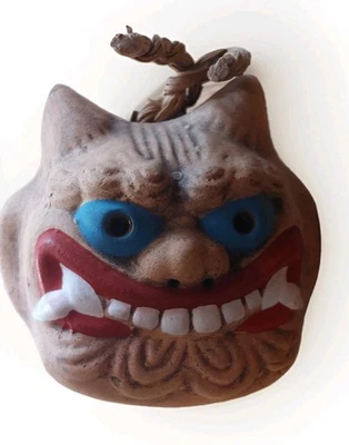 Японский глиняный колокол Dorei Oni демон талисман настенный висячий необычный шипучий колокол - Изображение 1 из 4