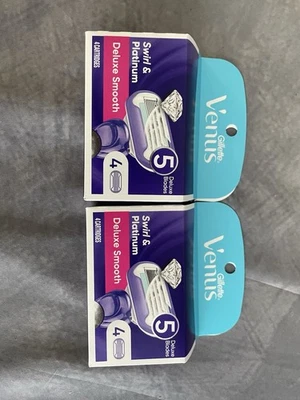 Gillette Venus Swirl & Platinum Deluxe Women's Razor Blade Refills 4Count 2 Pack