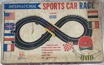 Juego de carreras de coches slot vintage Marx International escala 1/32 no. 22500 💯 Completo. Foto 1 de 4