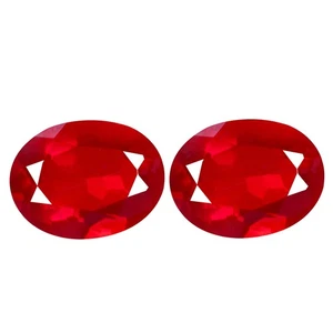 1.64 Ct   [2Pcs Pair]  Oval 8.4 x 5.9 MM Red 100% Natural Ethiopia Fire Opal - Picture 1 of 5