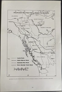 Book Clipping Photo Alaskan Highway Proposed Route Illustration 1940 - Picture 1 of 1
